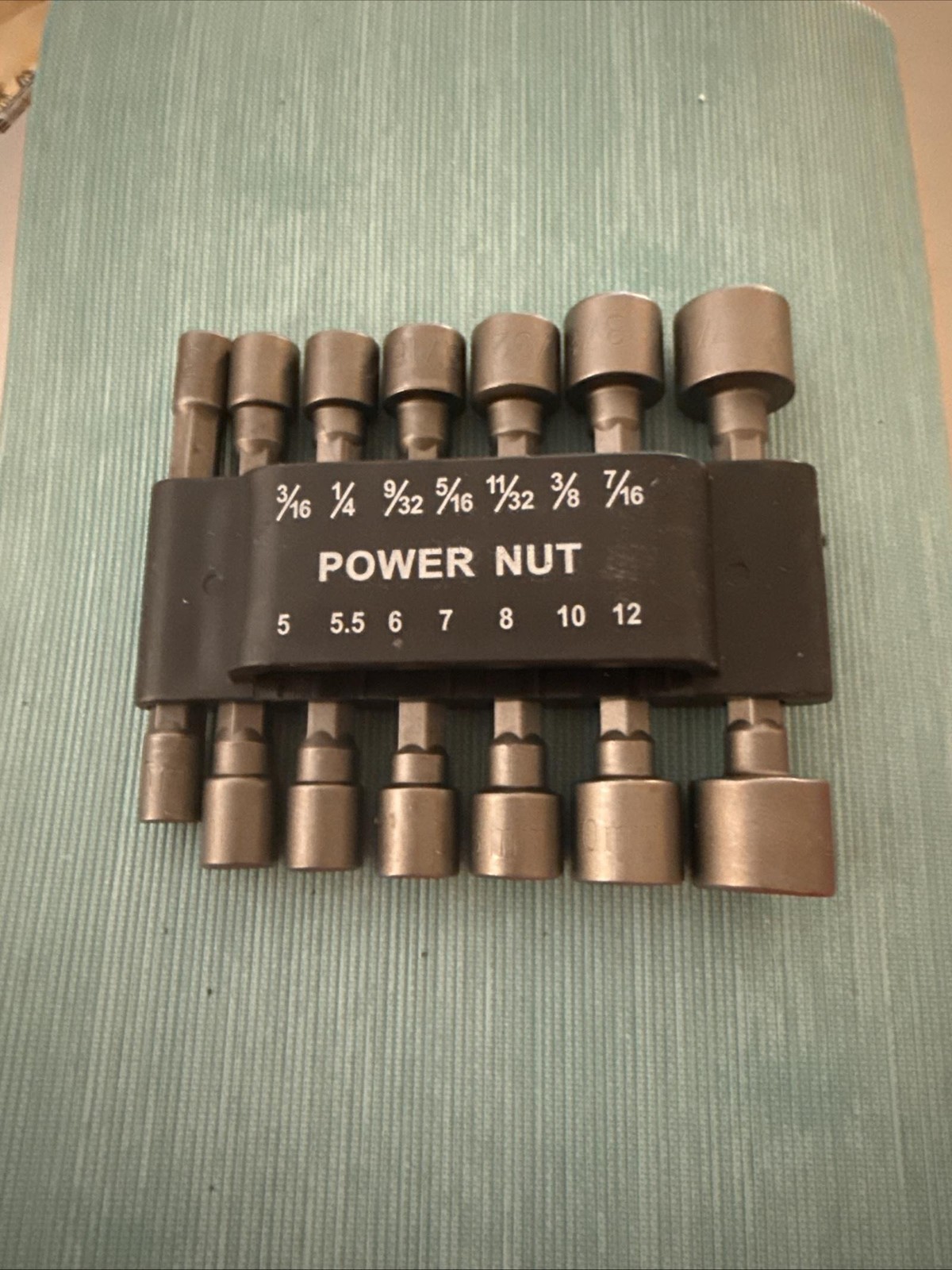 Power Nut Drill Attachment Nut Driver Bit Set Gray Steel 14 Piece SAE Metric