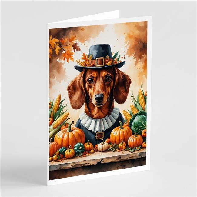 Carolines Treasures DAC8312GCA7P 5 x 7 in. Red Brown Dachshund Thanksgiving G...