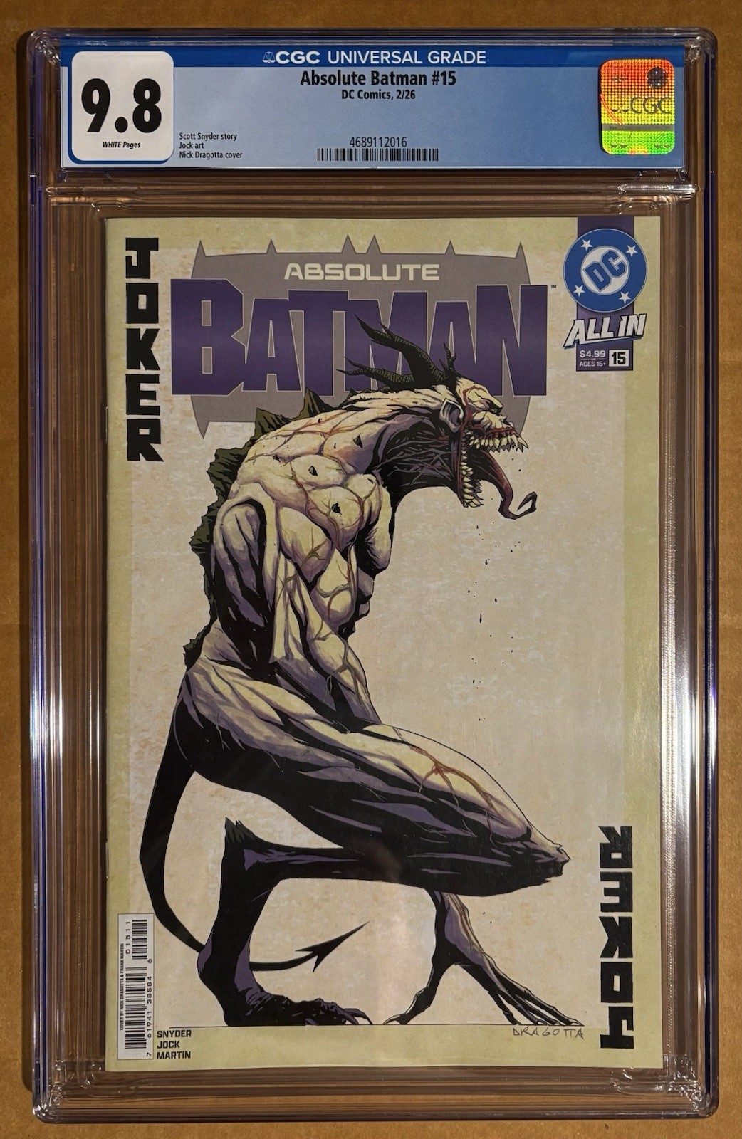 ABSOLUTE BATMAN 15 CGC 9.8 FIRST PRINTING. (2026)