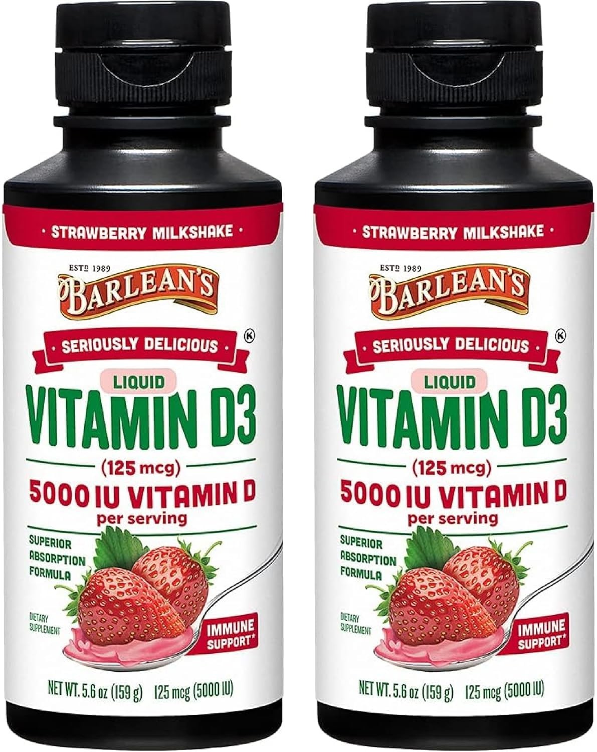 Barlean's Pack of 2 Vitamin D3 Liquid Supplement for Kids 1 Count (Pack 2) 