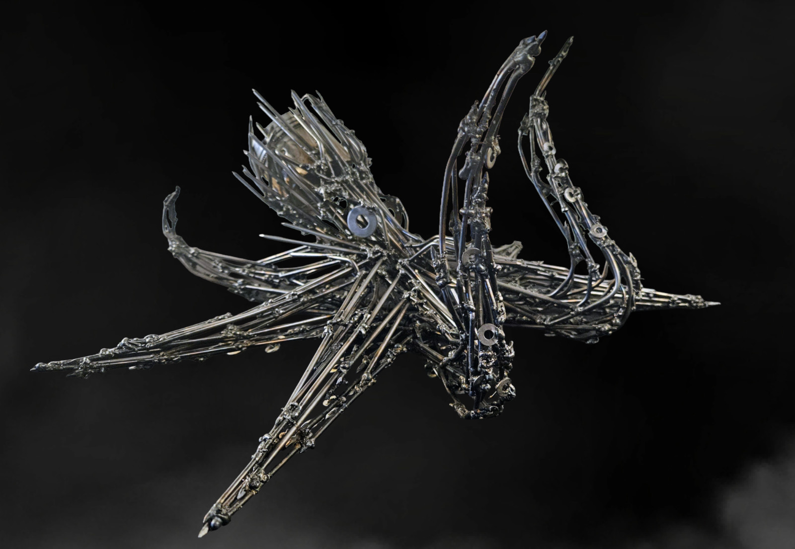 Hand Welded Metal Octopus Sculpture, Motorcycle Piston Art, Steampunk Design