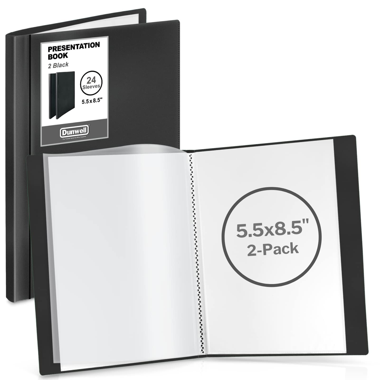 Dunwell Small Presentation Book 5.5x8.5 (2-Pack, Black), 24 ef of 2 pk, Black 