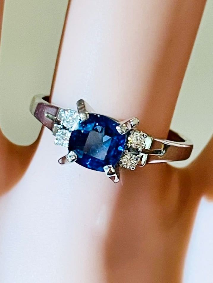 ☆Pt900 sapphire 1.10ct & diamond ring size 12☆