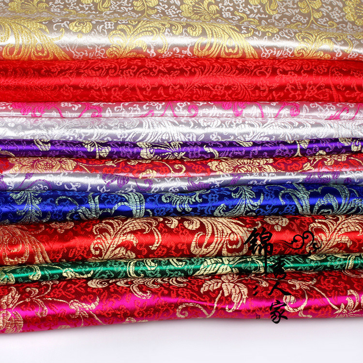 Satin Faux Silk Fabric Floral Brocade Dress Cloth Cheongsam DIY Sewing Material