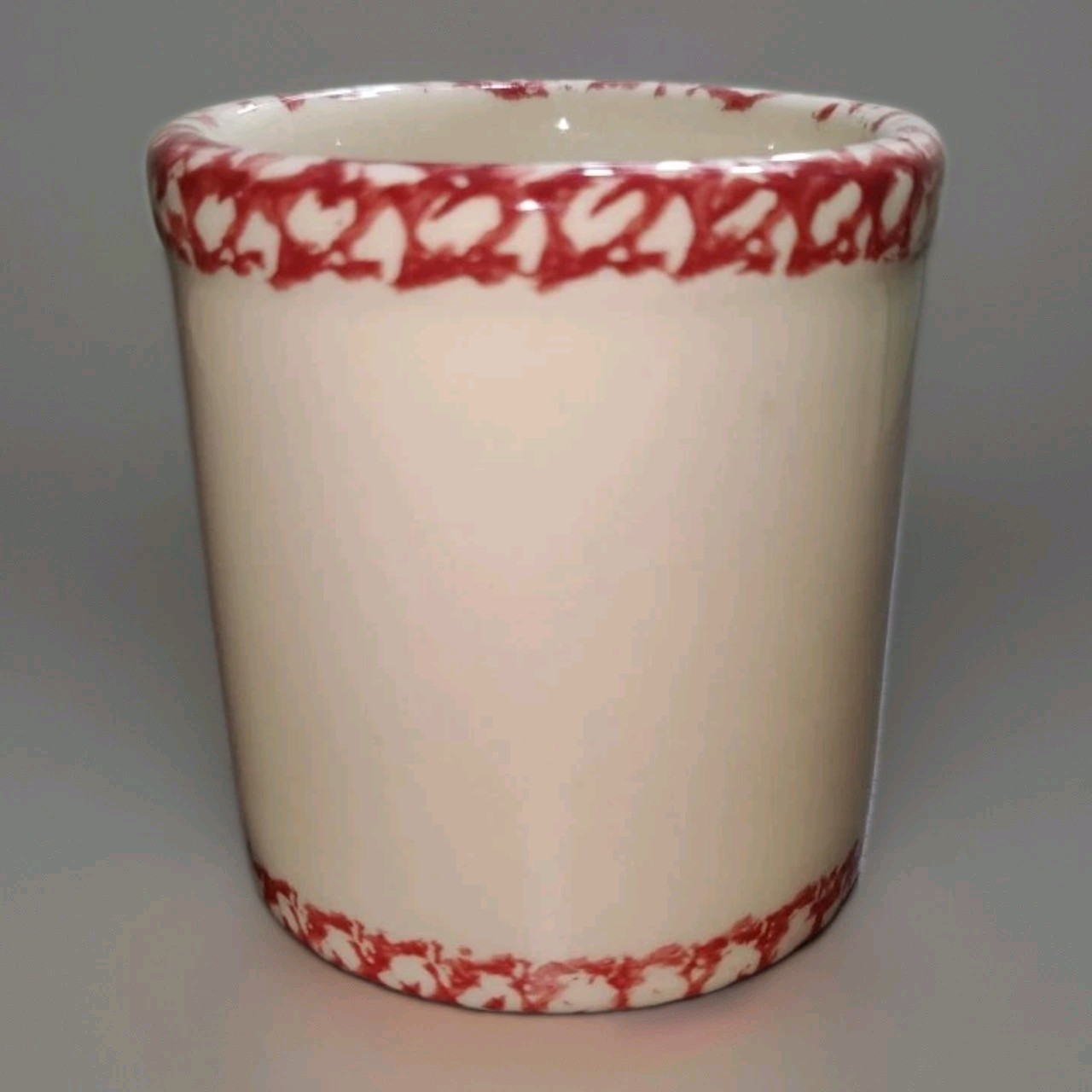 Kitchen Pottery Utensil Crock Small Cranberry Red Farmhouse Gerald Henn Counter 