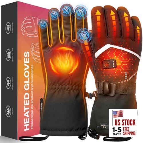 Heated Gloves for Men Women, Rechargeable Hand Warmer Gloves with Medium Black