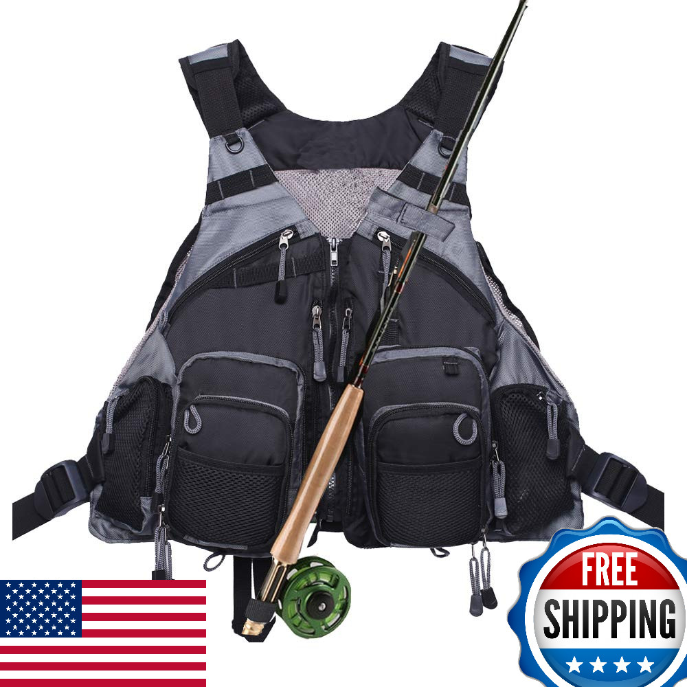 Kylebooker Fly Fishing Vest Pack Adjustable for Men and Women (Black)