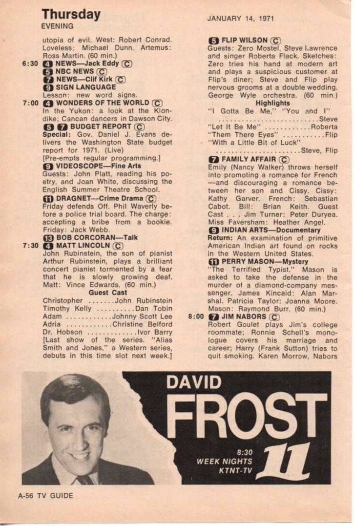 David Frost 1971 Picture Print Ad Clipping Page