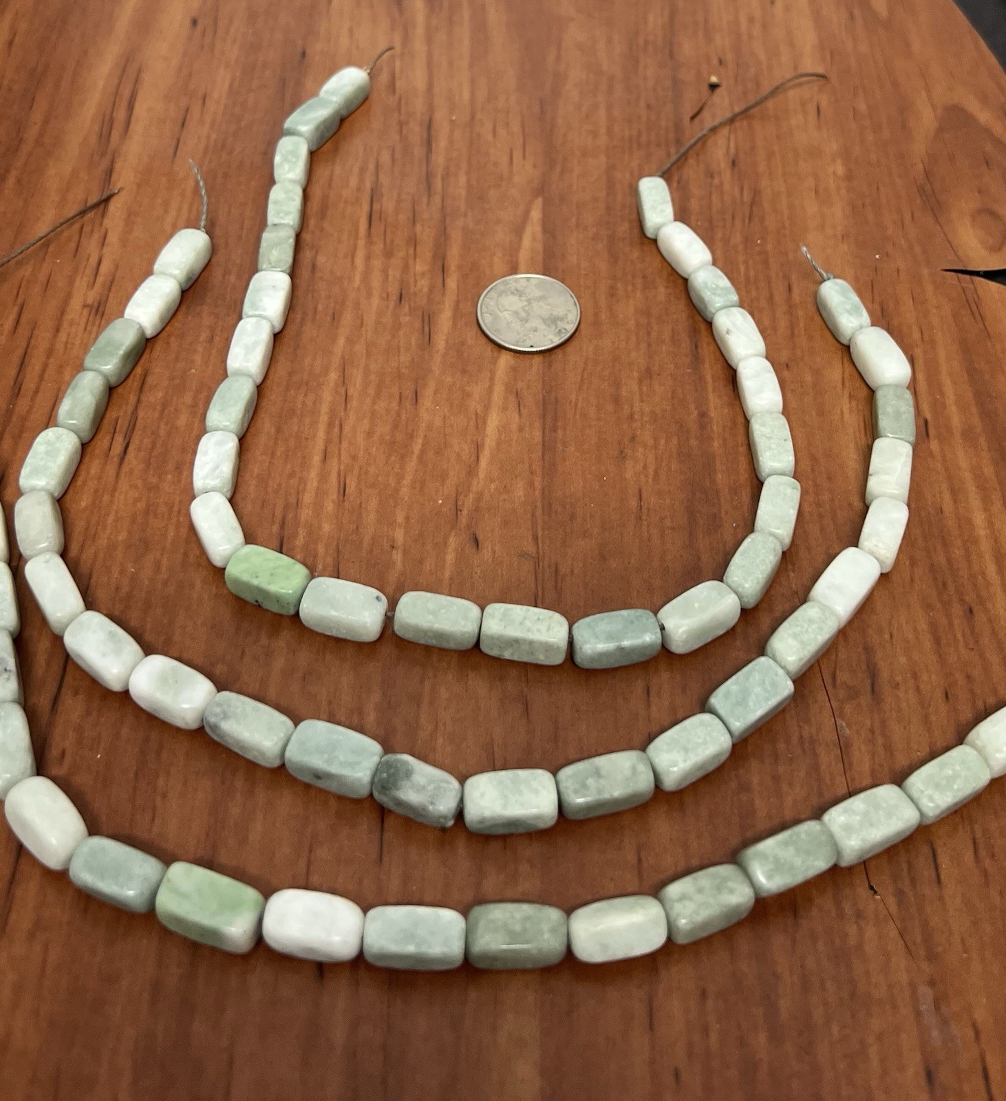 Amazonite  Rectangle Spacer Beads 8mm Green White Stone Center drilled