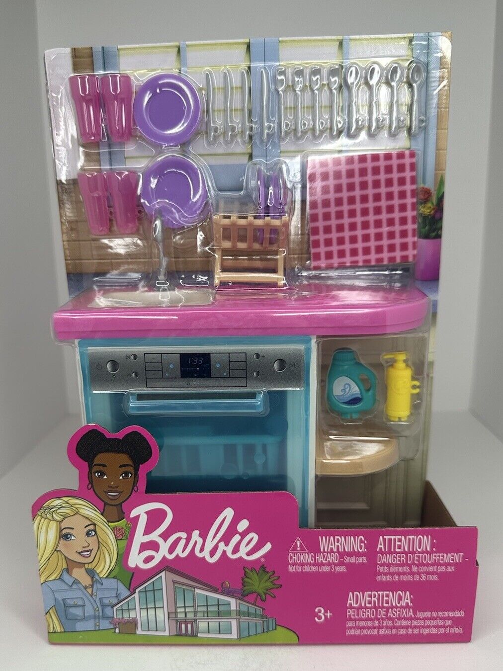 Barbie Indoor Furniture Playset, Kitchen Dishwasher, New in Packaging