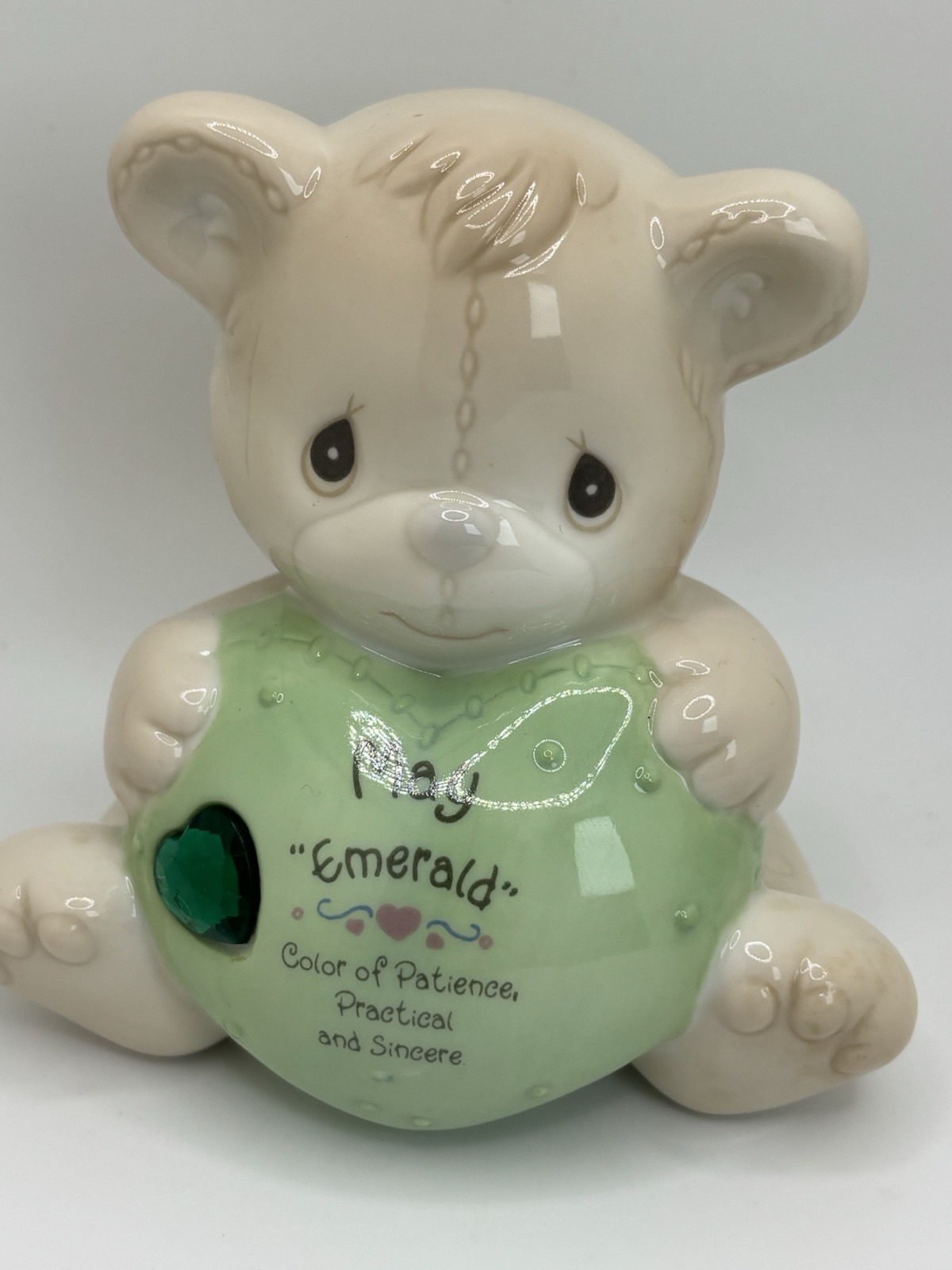 PMI 1997 Ceramic Bear Piggy Bank Emerald Animal Theme Original
