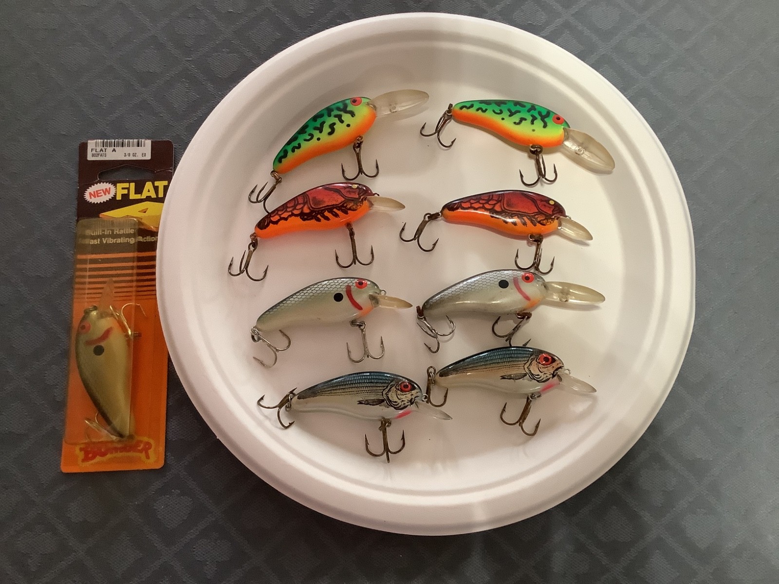 (9) Vintage Bomber Deep & Shallow Flat A Crankbait Fishing Lures Lot Of 9