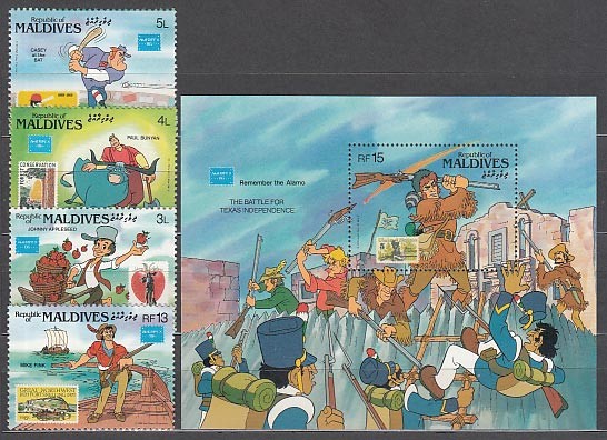 Maldives - Mail Yvert 1062/5+H.117 ** Mnh Walt Disney