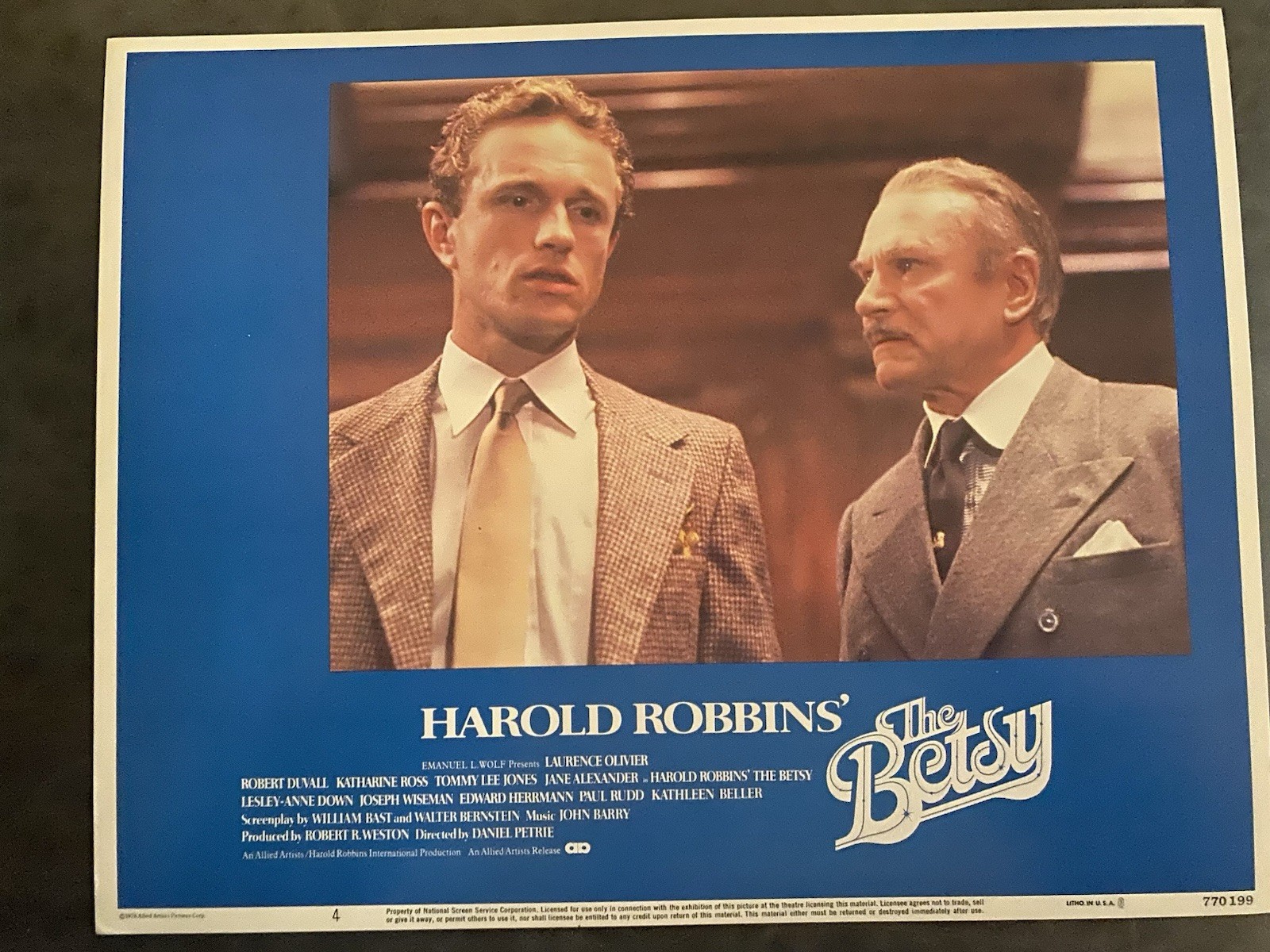 THE BETSY 1978 Original Vintage Lobby Card w/ Laurence Olivier & Paul Ryan Rudd