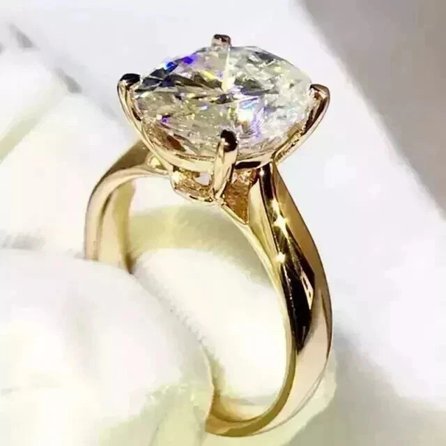 2Ct Round Lab Created Diamonds Engagement Wedding Ring 14K Yellow Gold Plated