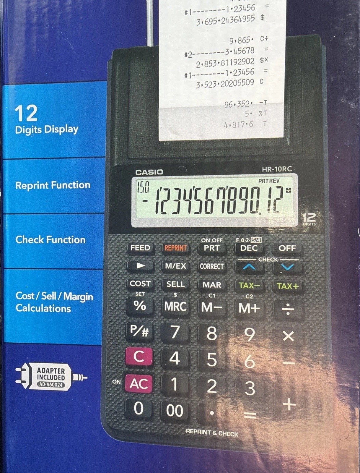 Casio HR10RC Handheld Portable Printing Calculator Black Print Brand New!