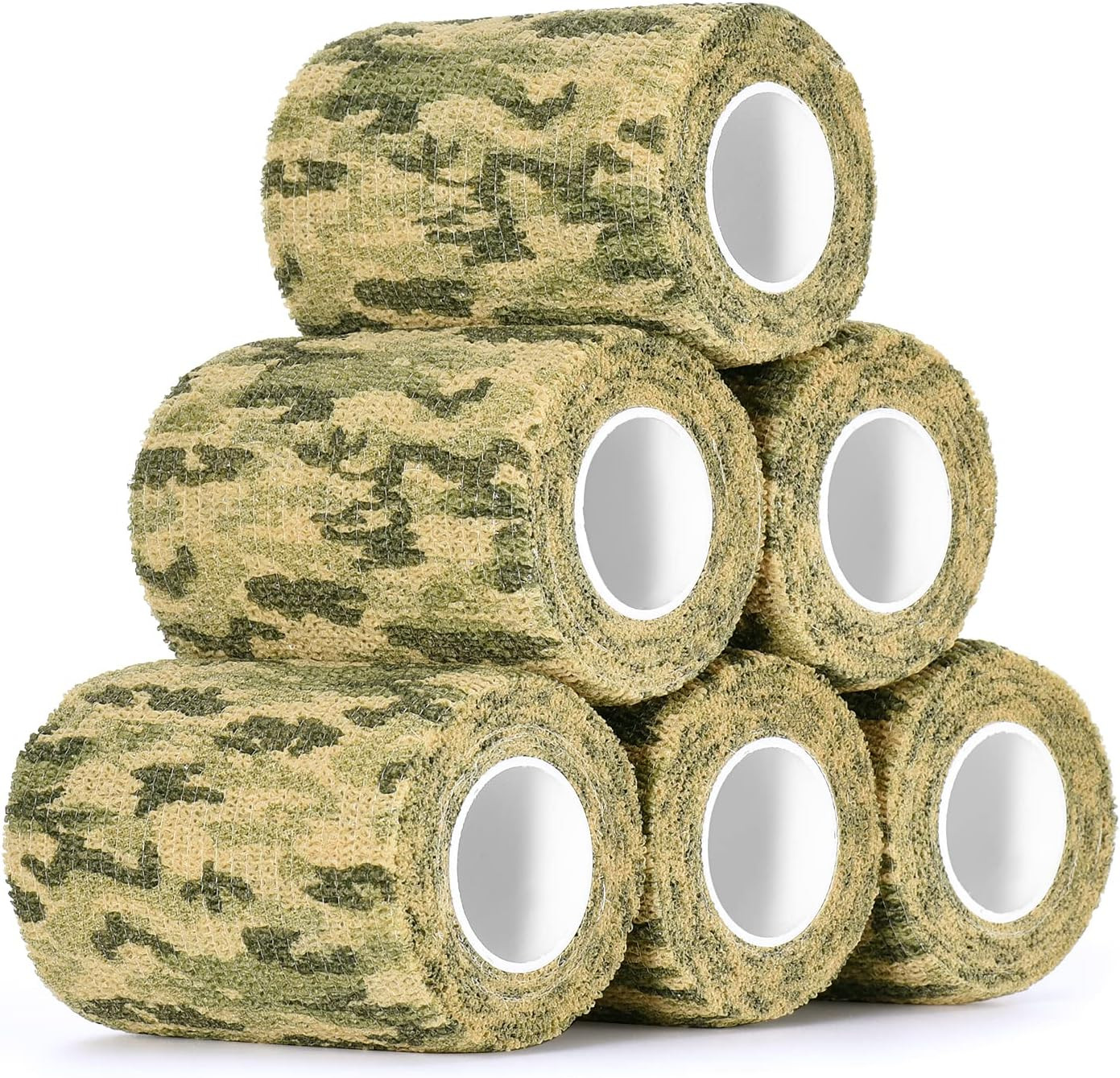 6Pcs Camo Tape Camouflage Self Adhesive Wrap Cohesive Bandage 3' X 5 Yards, Spor
