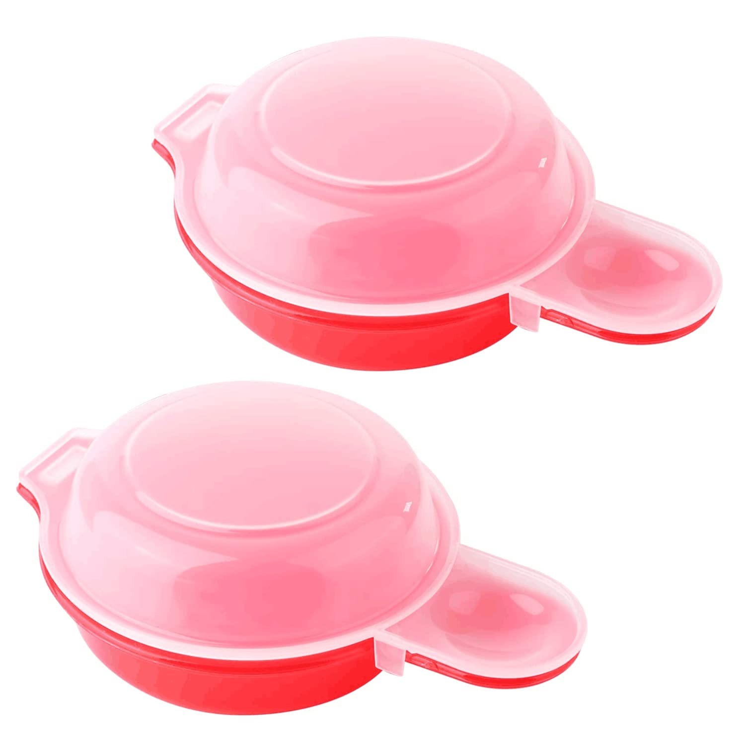 2pcs-Microwave Egg Cooker,Microwave Maker,1 Minute Fast Red and clear 