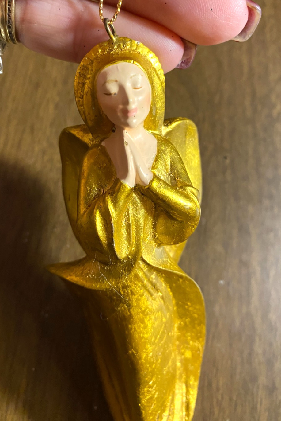 Gold Resin Modern Angel Christmas Ornament 4.5"