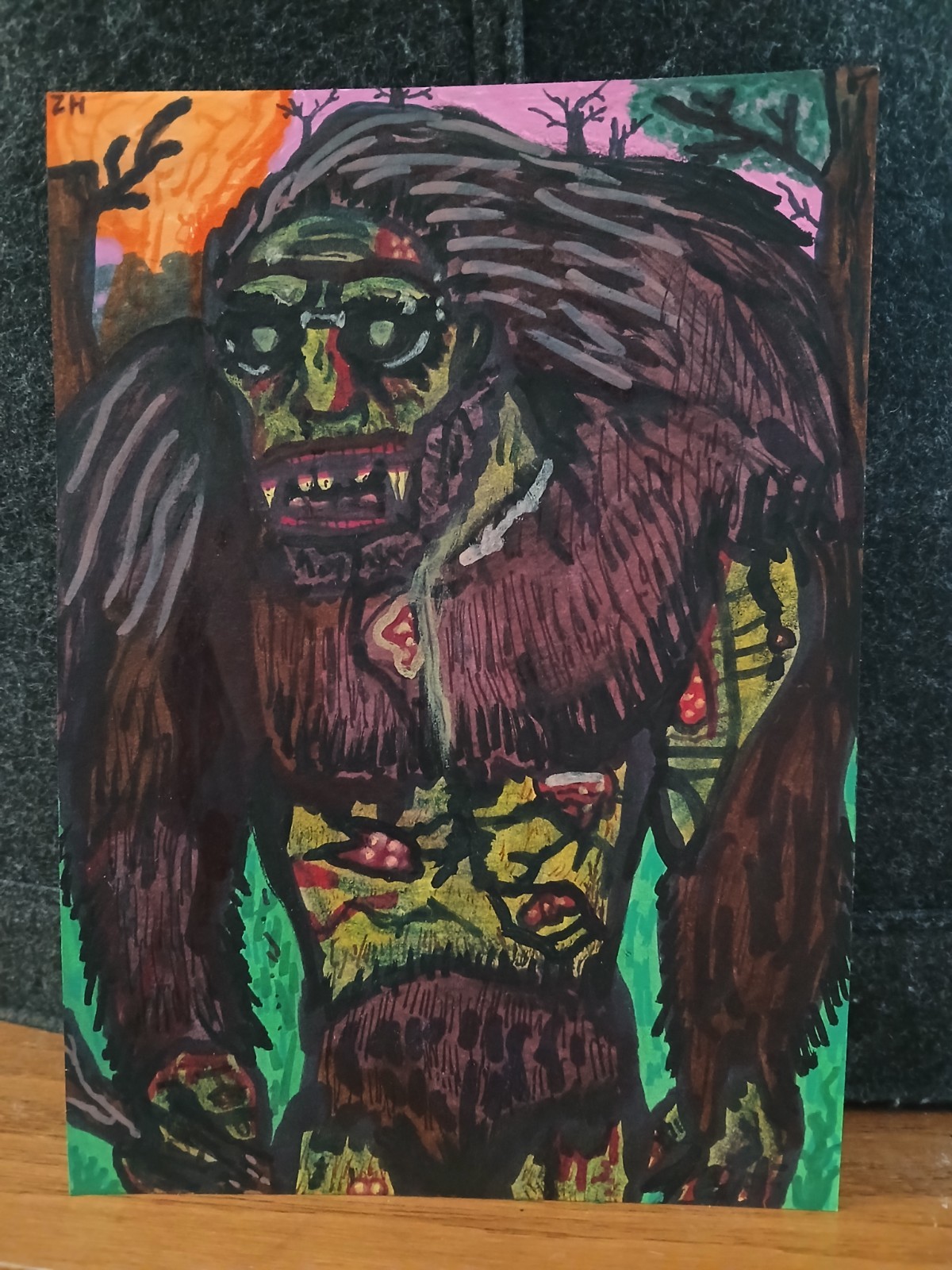Drawing Fallout 76 Bigfoot Sasquatch Horror Video Game Atomic Creature Signed