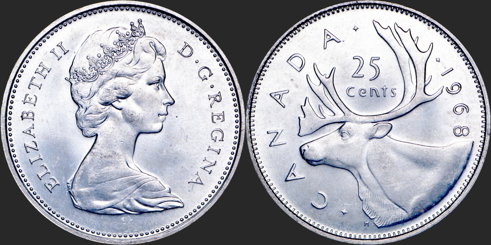 1968 Canadian Silver Quarter Twenty-five Cents BU
