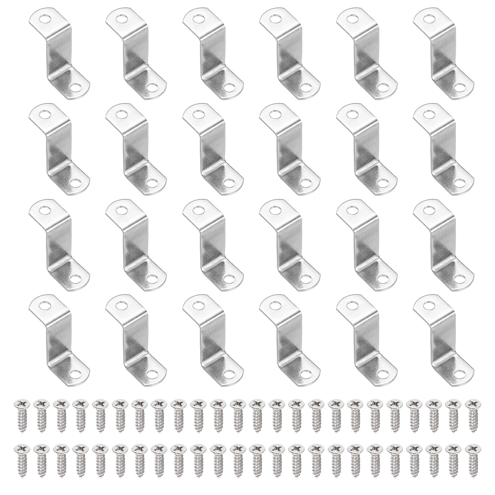 32Pcs 1" Offset Canvas Clips with 2 Holes Include 64 Screws, Silver Tone