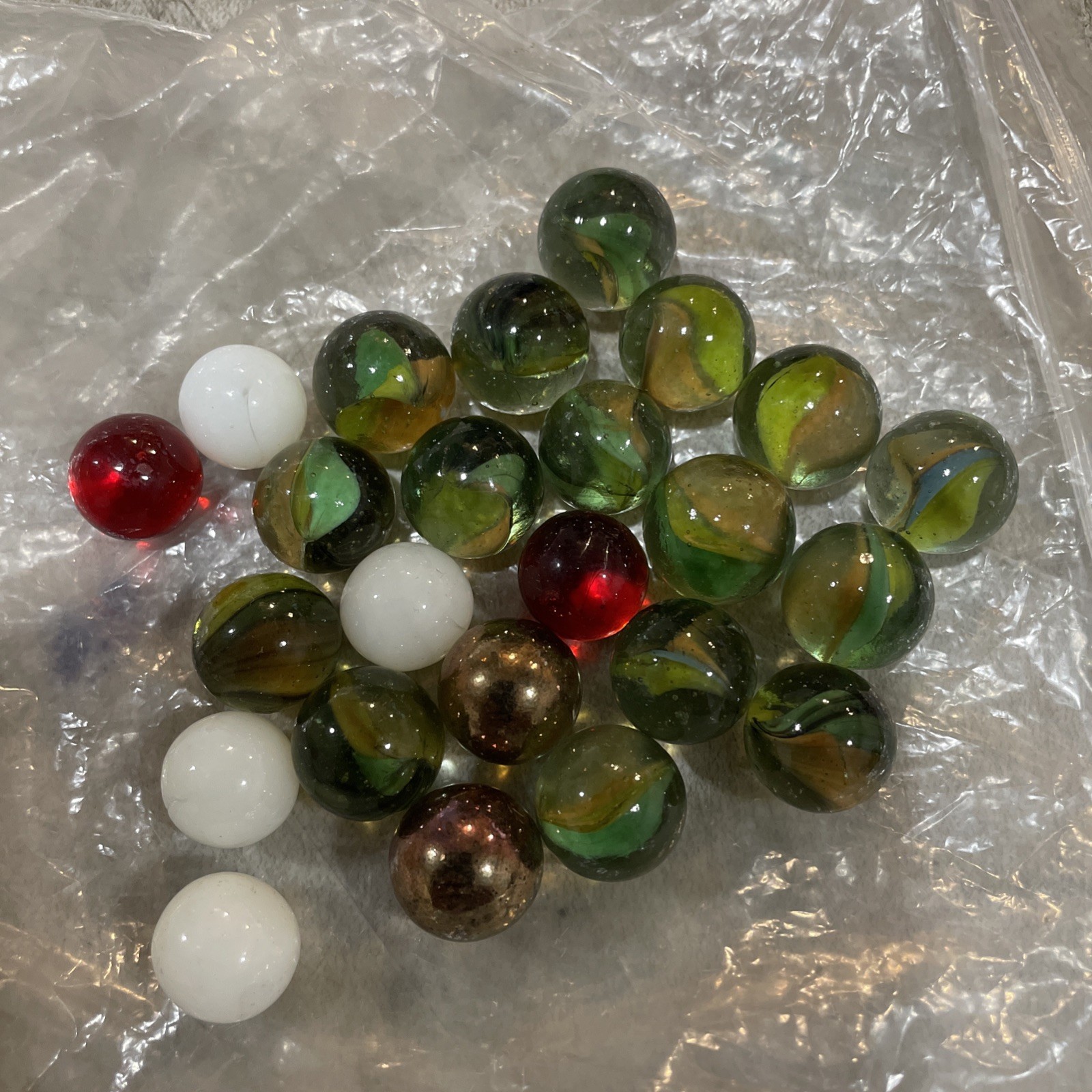 VTG Lot of 24 Unique Marbles,Swirl,Milk Glass,Estate Find!