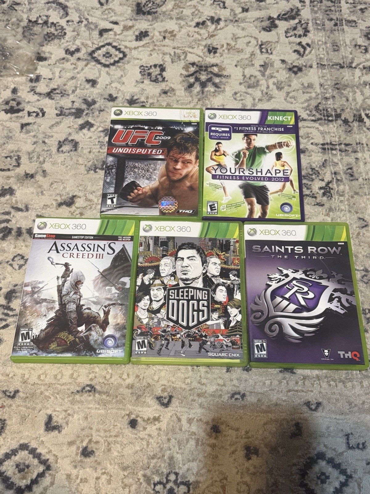 Xbox 360 Game Lot Ubisoft Square Enix THQ Assassin's Creed III Sleeping Dogs Sa…
