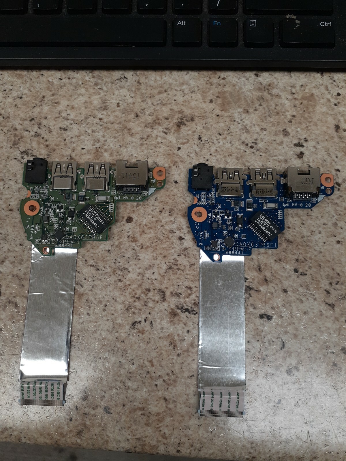 LOT OF 2  HP ProBook 450 G3 USB Laptop  LAN Audio Board W/ Cable DA0X63TB6F1 