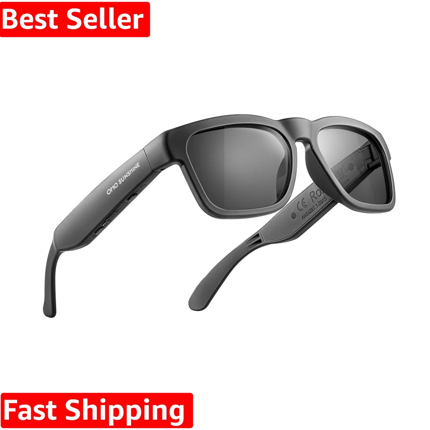 OhO Smart Glasses,Polarized Sunglasses with Bluetooth Speaker,Athletic/Outdoo...