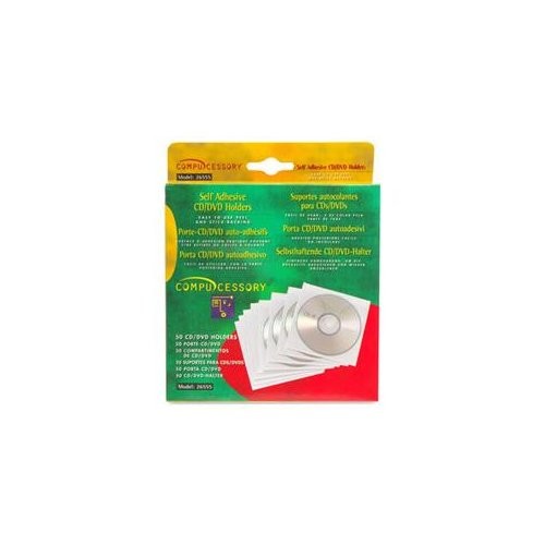 Compucessory CCS26555 CD/DVD Holder 50 Pack White Polypropylene