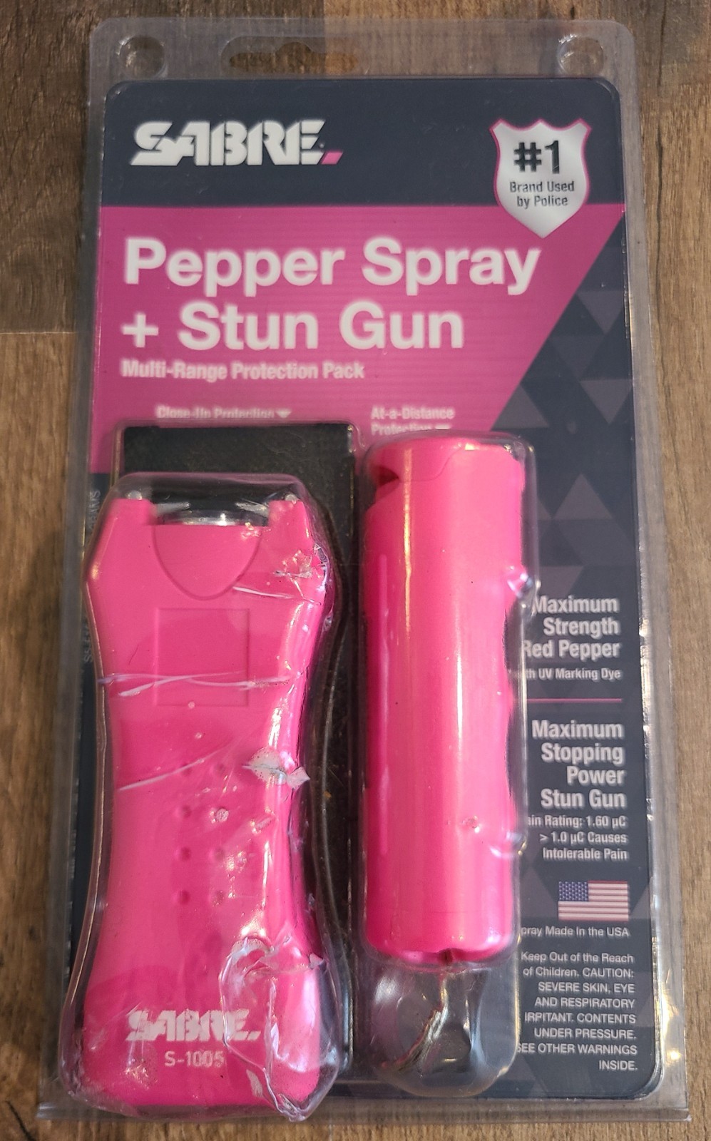 SABRE Pepper Spray + Stun Gun Pink Self Defense Set NEW Damaged Package