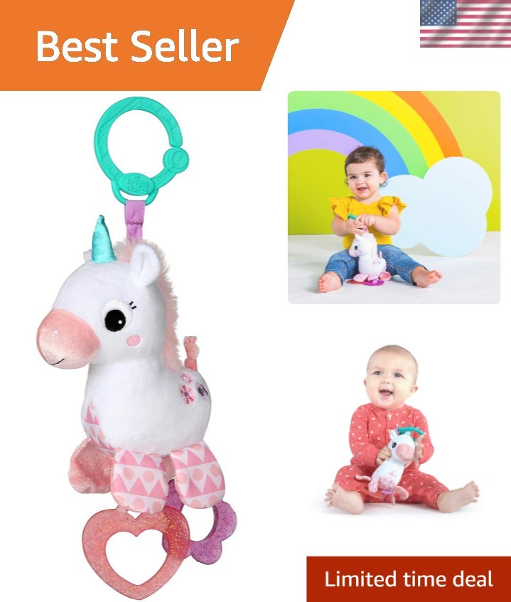 Unicorn Sparkle Plush Take-Along Toy for Stroller & Carrier - Ages 0+