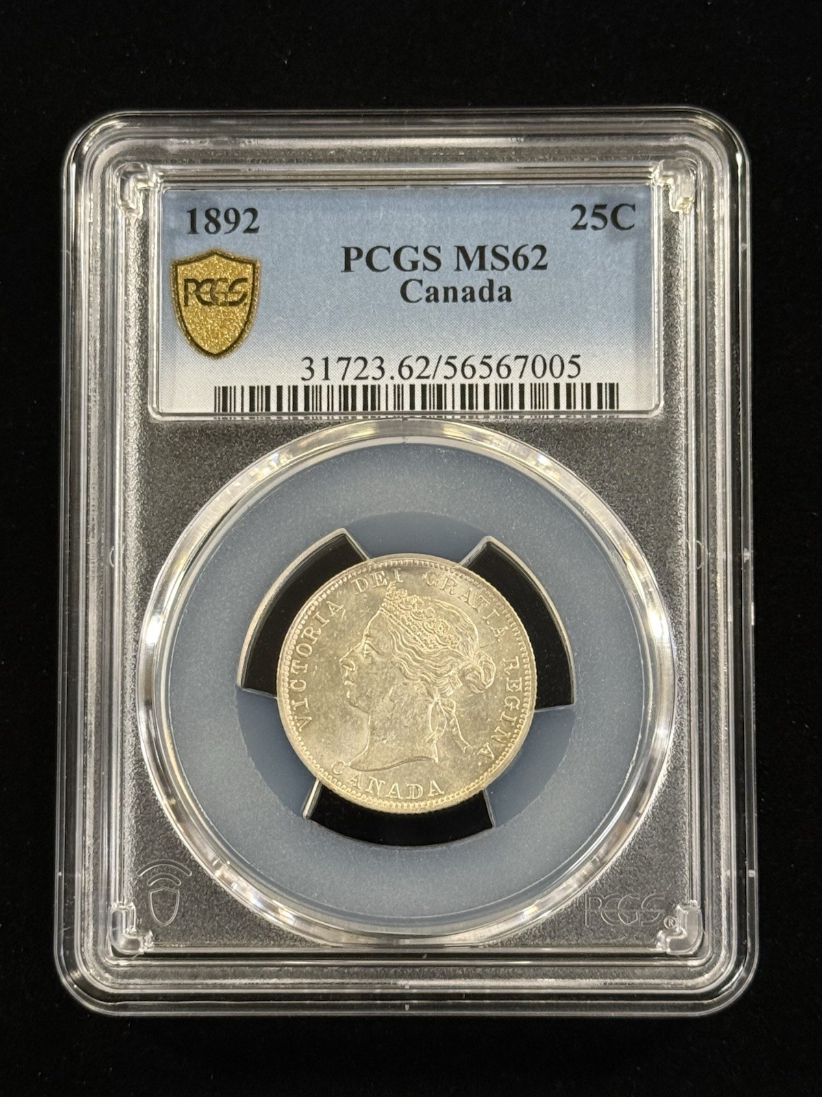 1892 Canada 25C Silver Quarter PCGS MS62 Gold Shield Item #360