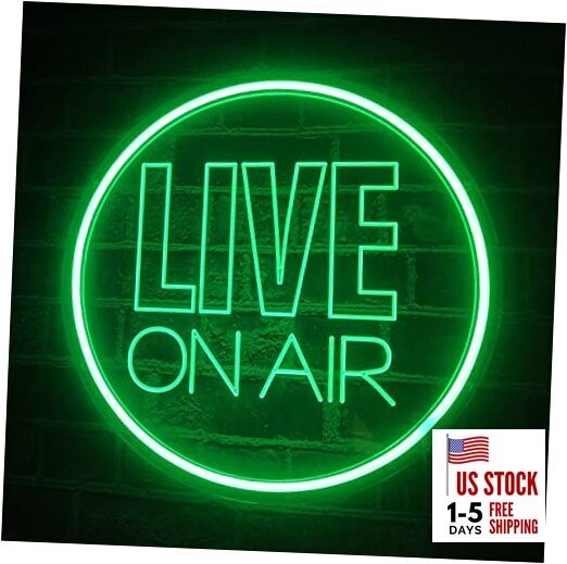  Live On Air Neon Sign, USB Powered Live On Air Light Sign, Dimmable Green