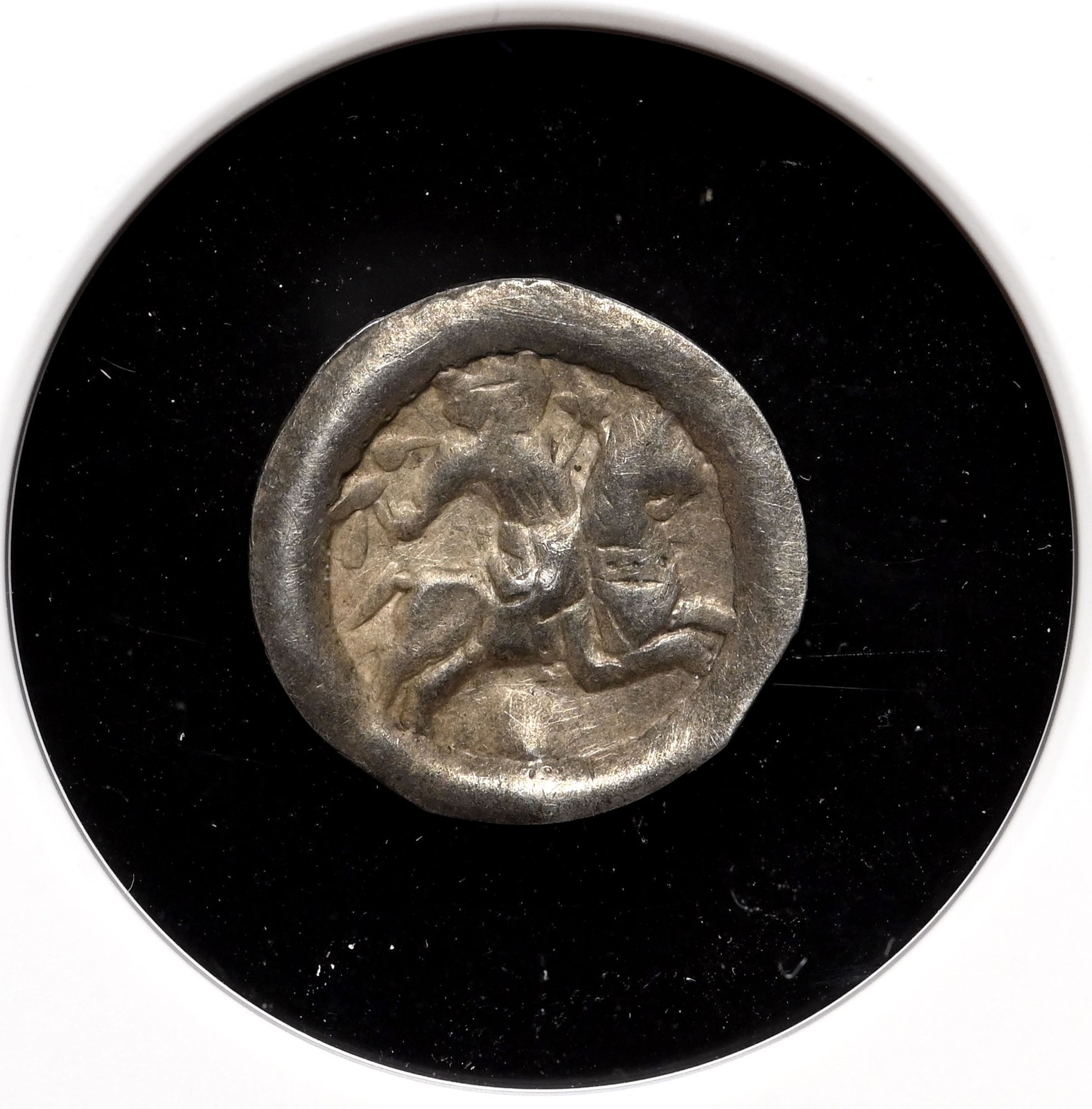 HUNGARY. Bela IV. 1235-1270. Silver Bracteate Denar, Scarce type, NGC AU53