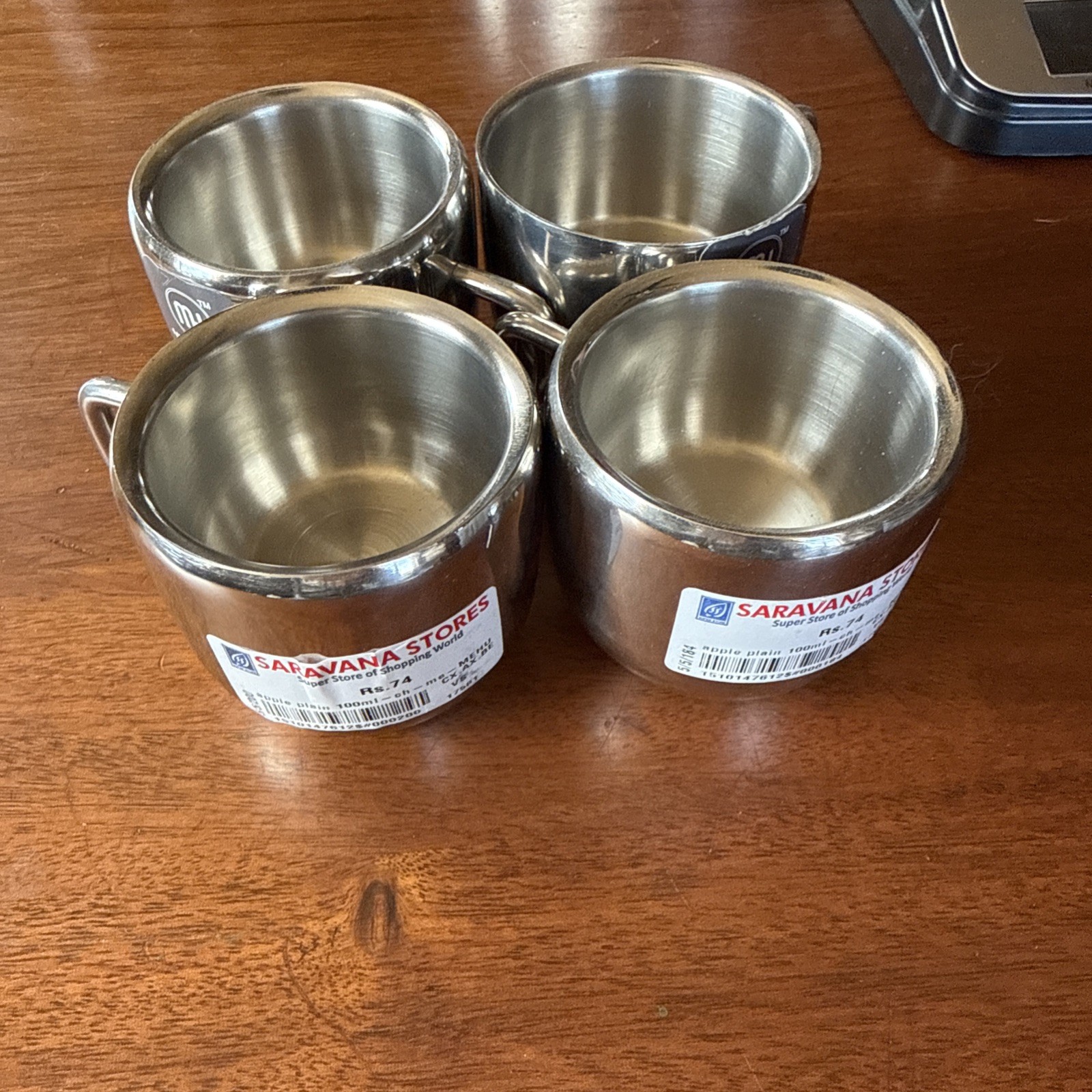 100 ml Each Stainless Steel  Metal House Cups, Set of 4- NEW