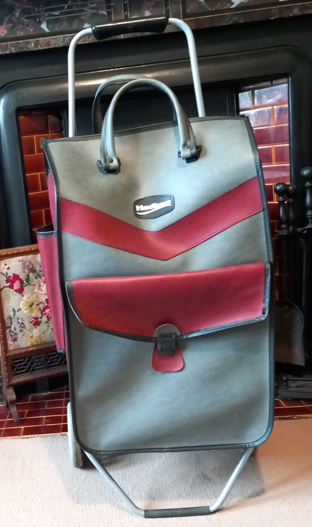 Vintage Hadlum Shopping Trolley Basket Faux Leather 1960s