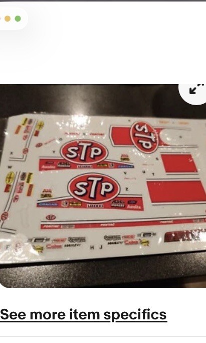 1/64 CUSTOM WATERSLIDE DECAL - STP FIREBIRD PRO STOCK