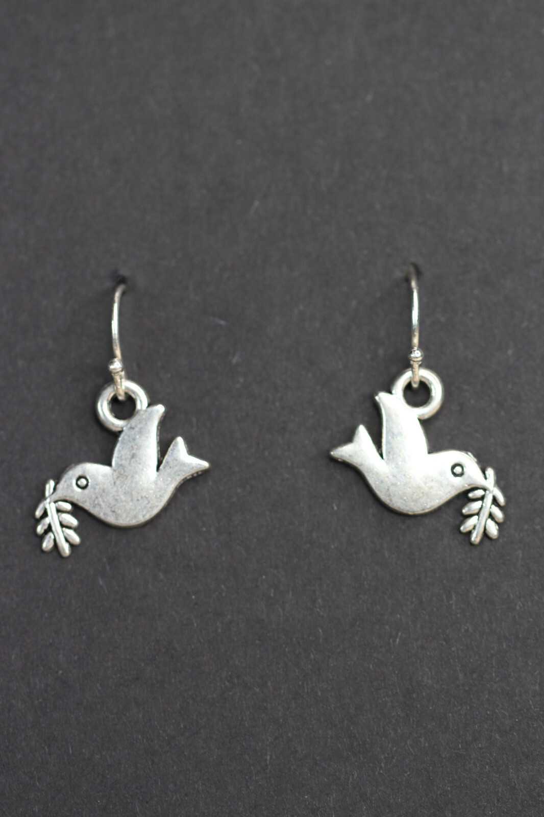 Dove Charm Earrings 925 Sterling Silver Hooks Pewter Charms Peace Doves Birds