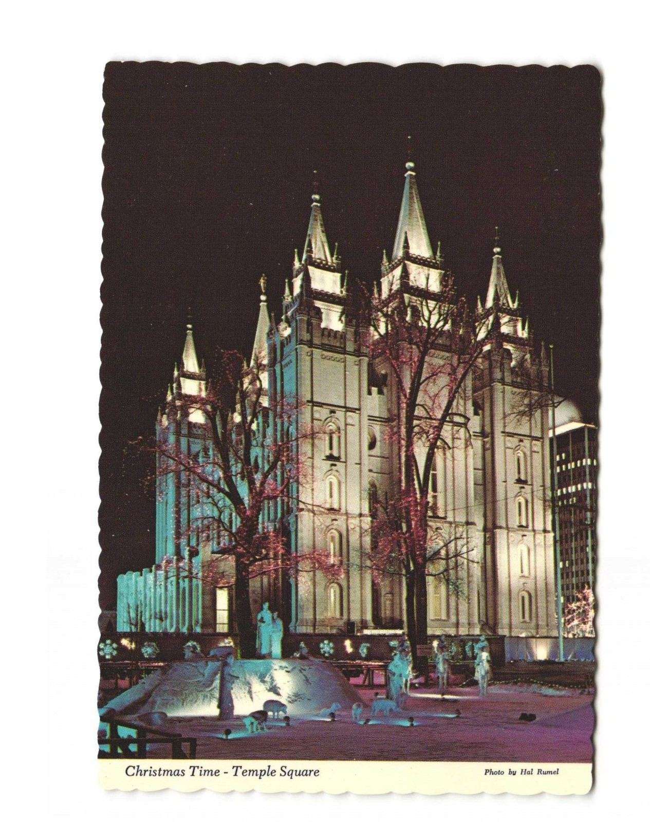 Christmas time Temple Square Salt Lake City UT vintage postcard Unposted