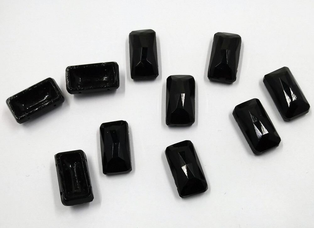 Vintage Antique Victorian Mourning Black Square Nail Head Beads 10pc BB150-2