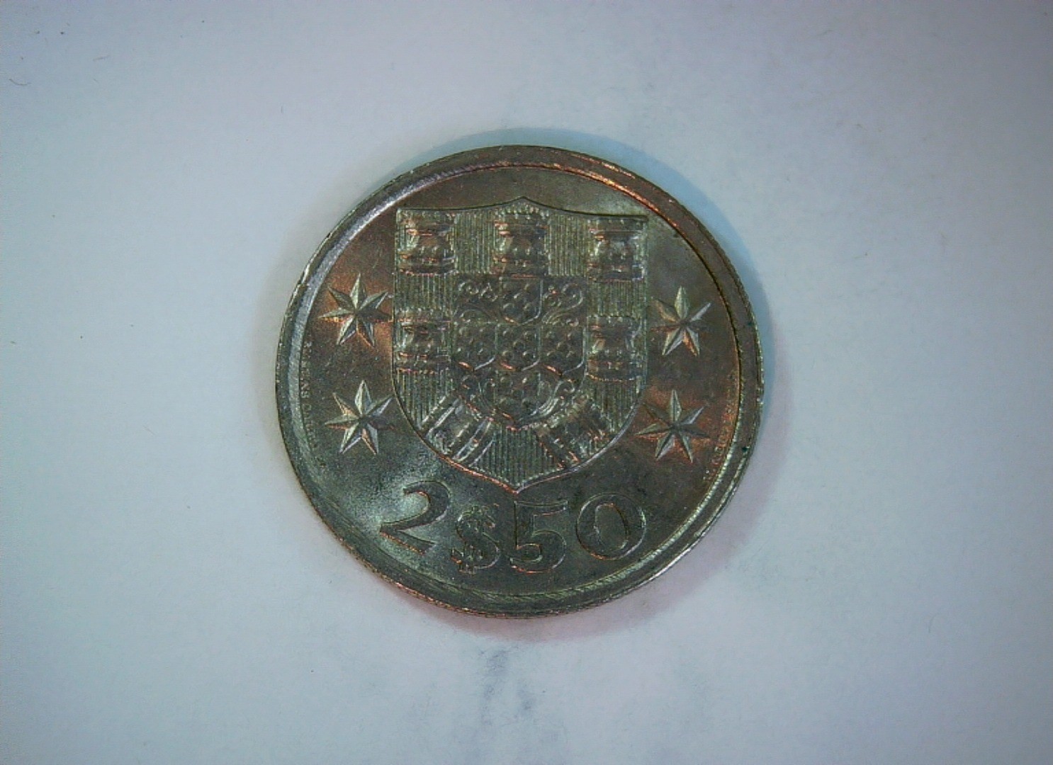 Portugal 1977 2$50 Portuguese Escudo (Caravel/Coat of Arms type) Coin
