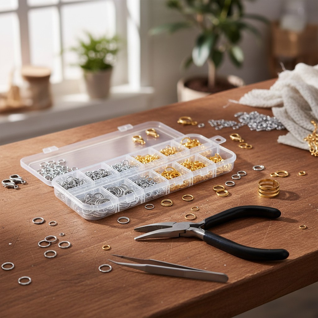 Complete Jewelry Making Essentials: 1200 Jump Rings Set with Tools & Storage Box