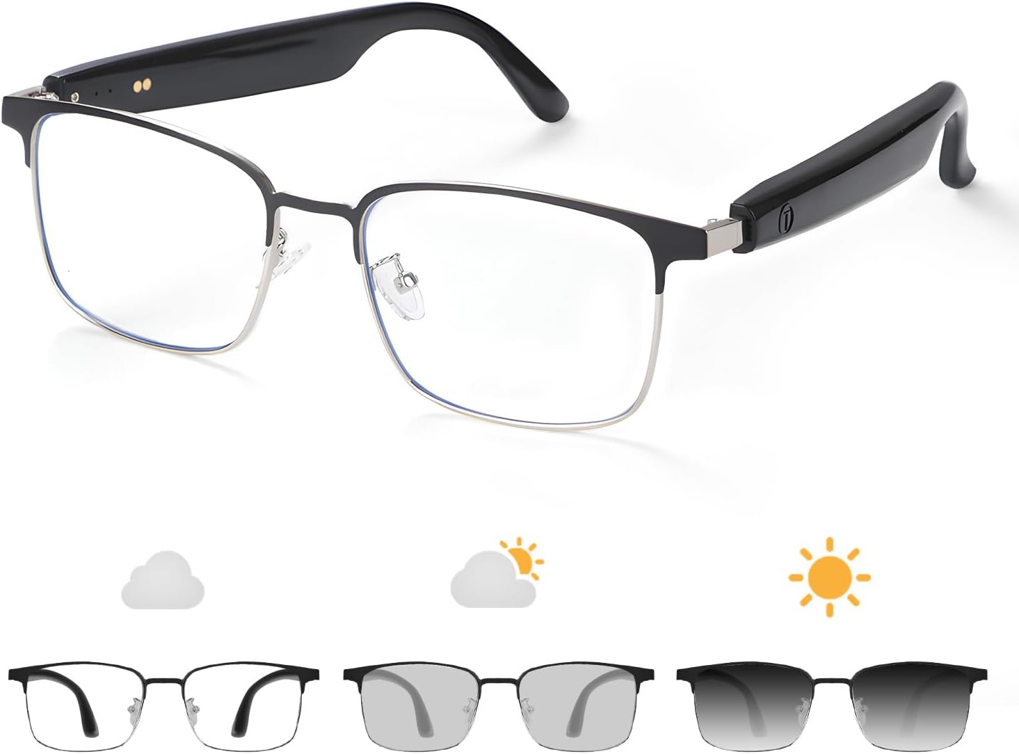 Bluetooth Audio Smart Glasses, Blue Light Glasses for Women Men, Remote Shooting