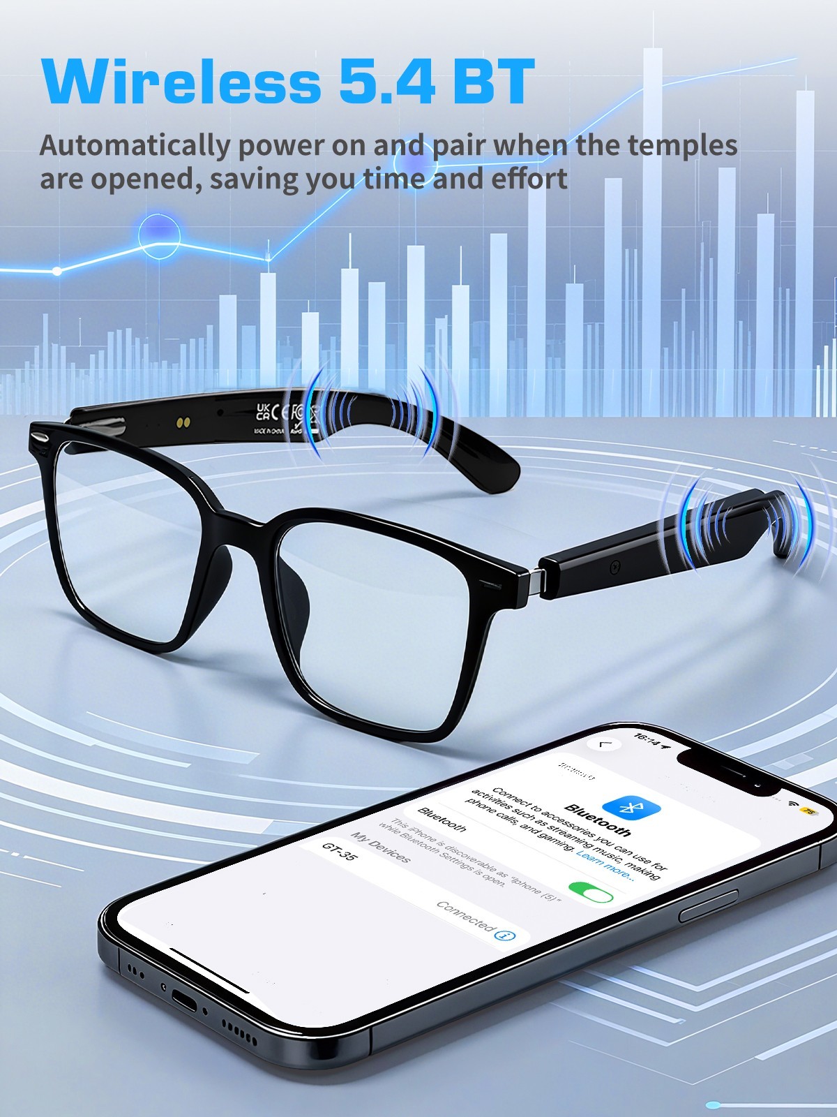 AI Smart Glasses Bluetooth Glasses Music Call 144+ Translation for Men & Women