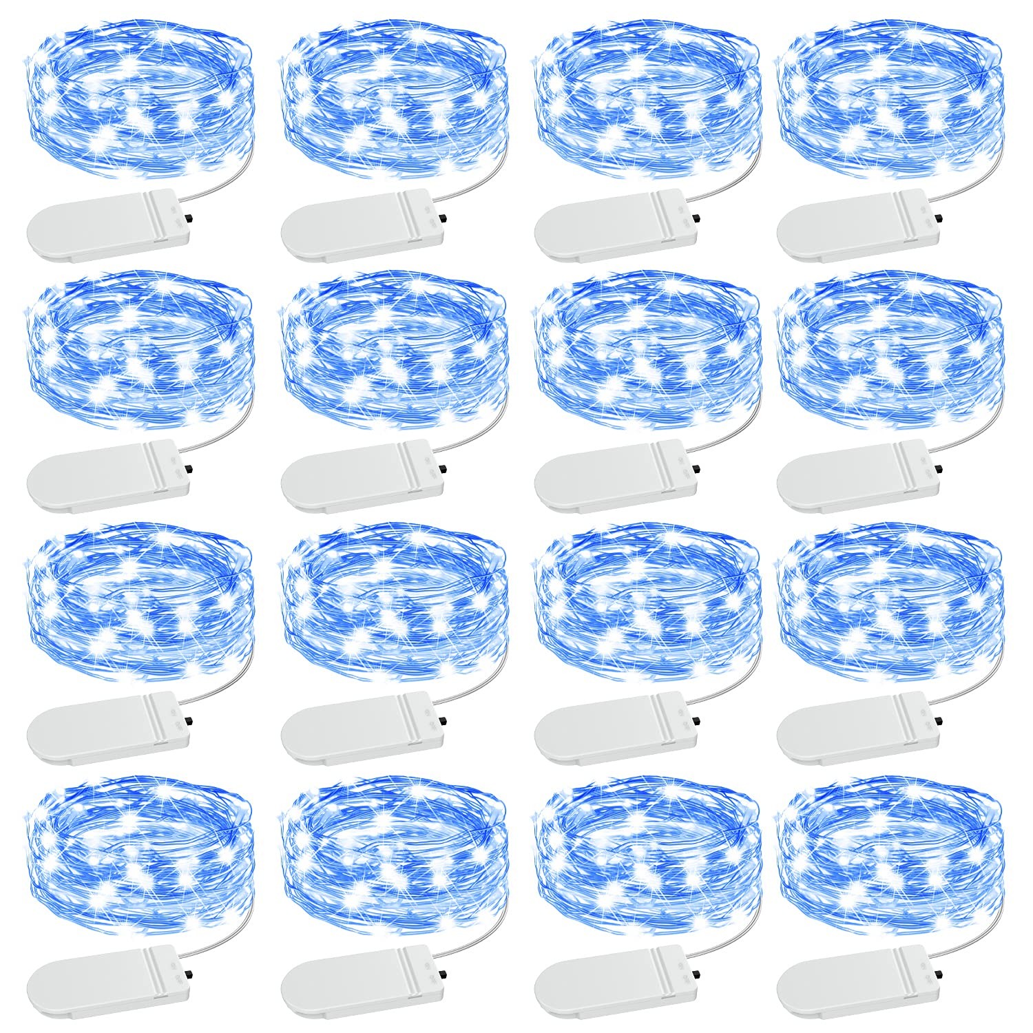 Olafus 16 Pack Blue Fairy Lights Battery Operated, IP68 Waterproof Mini 