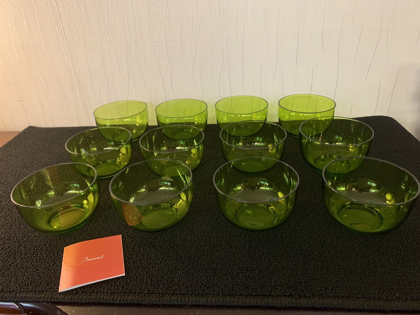12 Green Crystal Rinse Finger Bowls From Baccarat (Price Per Unit)
