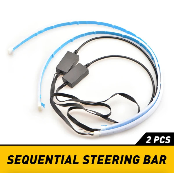 2 X 60CM Slim Amber Sequential Flexible LED DRL Turn Signal Strip For Headlight