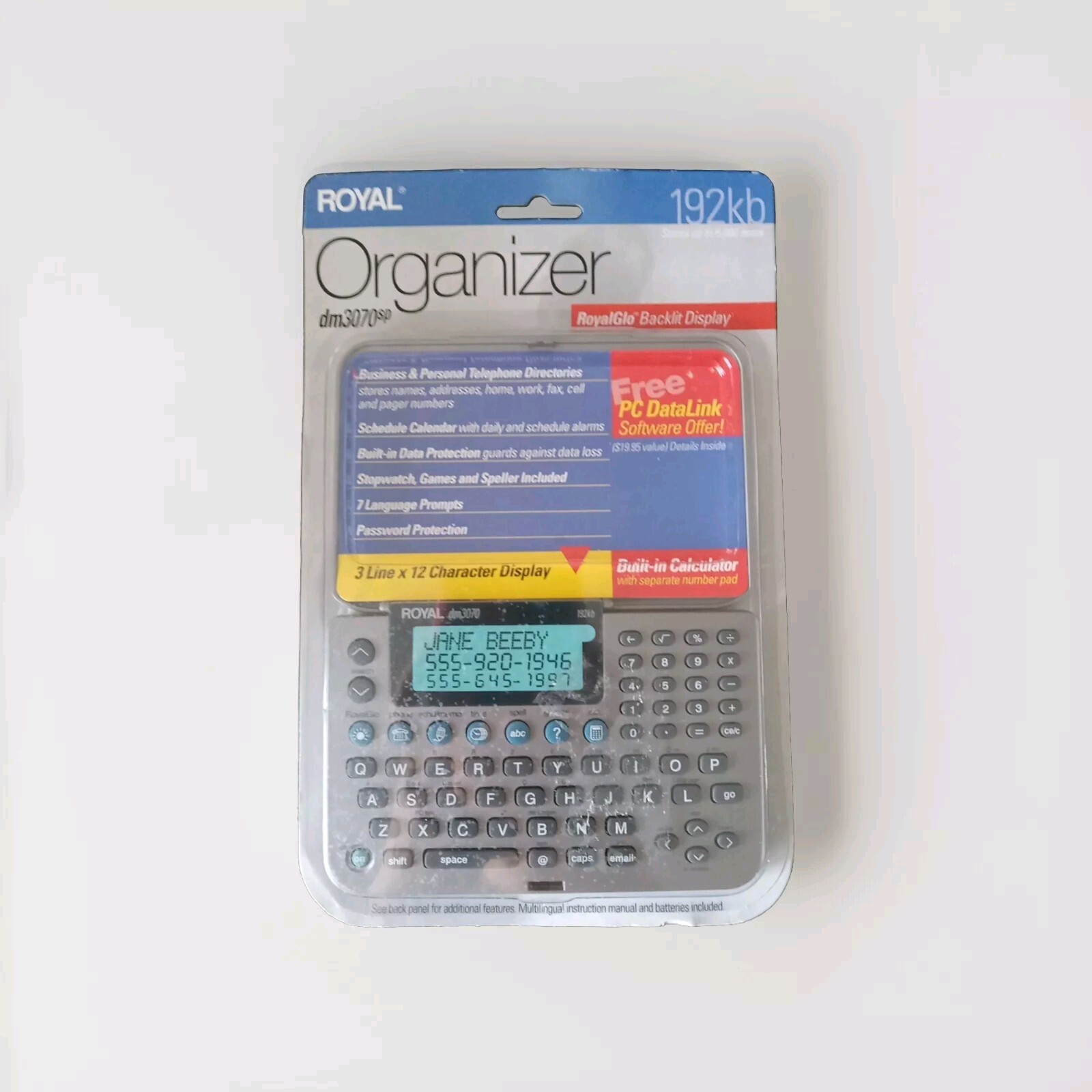 Royal Business Machines Electronic Organizer DM3070SP 192KB  Directory Back Lit